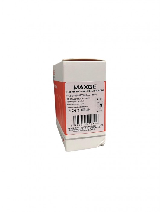 Maxge Diferencial 2P 25A 300mA AC 10kA EPR2C025300