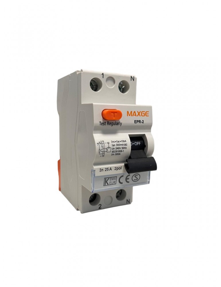 Maxge Diferencial 2P 25A 300mA AC 10kA EPR2C025300