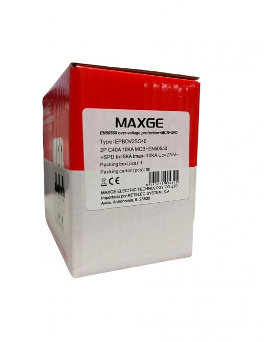 Maxge Protector sobretansión combi P+T 2P 40A 15kA EPBOV2SC40