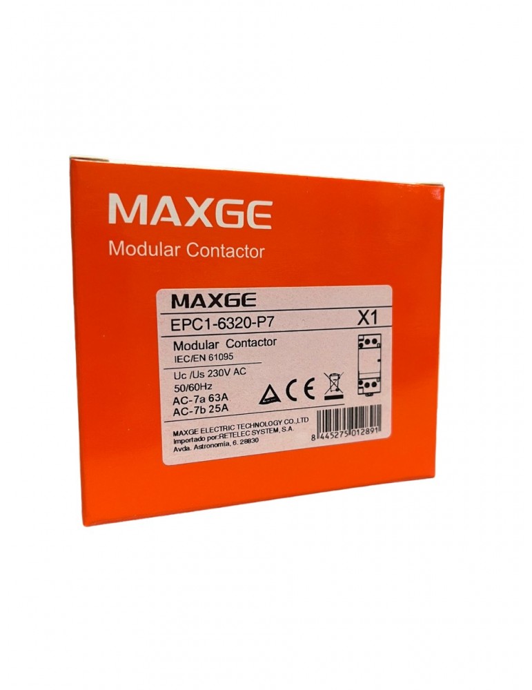 Maxge Contactor 2P 63A 230VAC EPC1-6320-P7