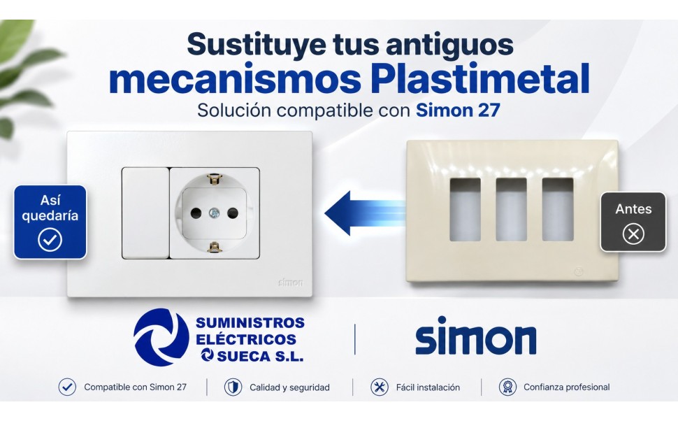 Sustituir mecanismos Plastimetal con Simon 27 | Caja americana